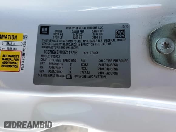 ✅ 2016 Chevrolet Silverado 1500 Work Truck • VIN: 1GCNCNEH8GZ117758 • Лот: 89723915. Опубликован ранее на Copart с пробегом 108 136 миль. Бесплатный доступ к архиву аукционных продаж из США и подробный отчёт об истории автомобиля на DreamBid. Изображение 12.
