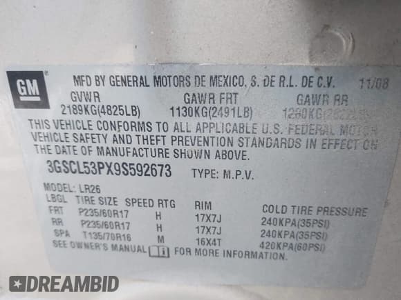 ✅ 2009 Saturn VUE XR • VIN: 3GSCL53PX9S592673 • Lot: 43510014. Wystawiony na IAAI z przebiegiem 137 311 mil. Bezpłatny archiwum sprzedaży aukcyjnych z USA i szczegółowy raport historii pojazdu na DreamBid. Zdjęcie 9.