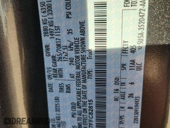 ✅ 2015 Ford F-150 XLT • VIN: 1FTEW1E87FFC82815 • Лот: 91458825. Опубликован ранее на Copart с пробегом 91 458 миль. Бесплатный доступ к архиву аукционных продаж из США и подробный отчёт об истории автомобиля на DreamBid. Изображение 12.