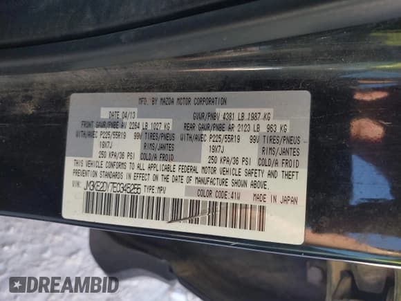 ✅ 2014 Mazda CX-5 Grand Touring • VIN: JM3KE2DY7E0345255 • Lot: 43668720. Listed on IAAI with 270,412 mi. Free auction sales archive from the USA and detailed vehicle history report at DreamBid. Image 9.