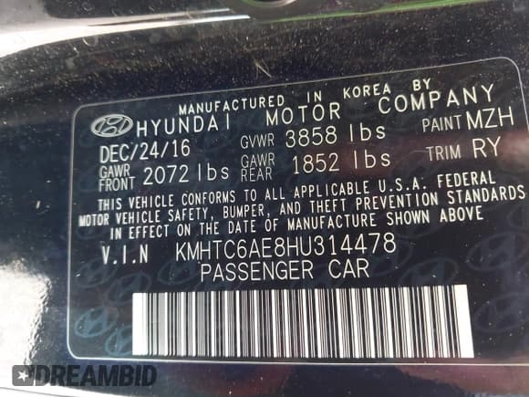 ✅ 2017 Hyundai Veloster Turbo • VIN: KMHTC6AE8HU314478 • Lot: 43567013. Wystawiony na IAAI z przebiegiem 115 504 mil. Bezpłatny archiwum sprzedaży aukcyjnych z USA i szczegółowy raport historii pojazdu na DreamBid. Zdjęcie 9.