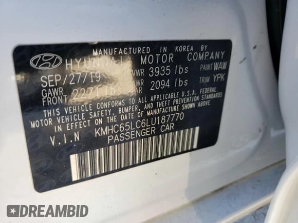 ✅ 2020 Hyundai Ioniq Blue • VIN: KMHC65LC6LU187770 • Lot: 83756544. Wystawiony na Copart z przebiegiem 63 844 mil. Bezpłatny archiwum sprzedaży aukcyjnych z USA i szczegółowy raport historii pojazdu na DreamBid. Zdjęcie 12.