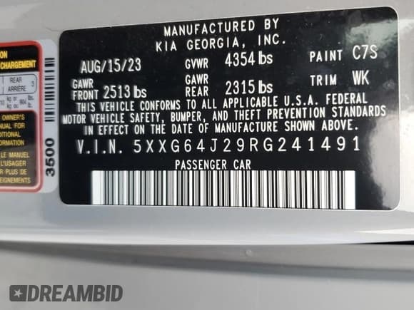 ✅ 2024 Kia K5 GT-Line • VIN: 5XXG64J29RG241491 • Lot: 91729455. Wystawiony na Copart z przebiegiem 36 613 mil. Bezpłatny archiwum sprzedaży aukcyjnych z USA i szczegółowy raport historii pojazdu na DreamBid. Zdjęcie 12.