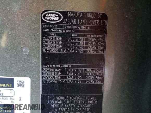 ✅ 2023 Land Rover Defender S • VIN: SALEJ7EX5P2241657 • Lot: 84704155. Listed on Copart with 21,792 mi. Free auction sales archive from the USA and detailed vehicle history report at DreamBid. Image 13.