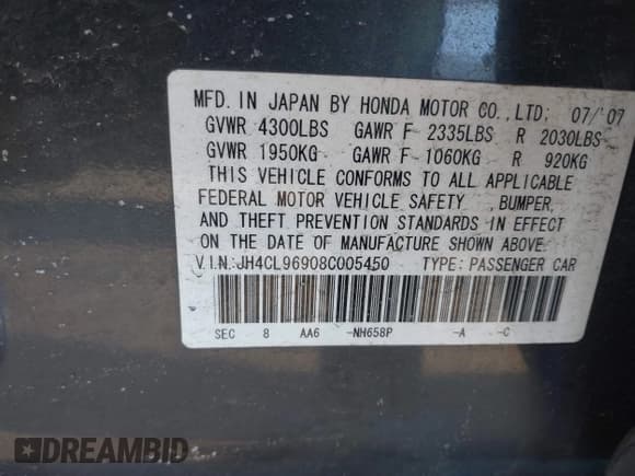 ✅ 2008 Acura TSX Nav • VIN: JH4CL96908C005450 • Lot: 41738132. Listed on IAAI with 83,571 mi. Free auction sales archive from the USA and detailed vehicle history report at DreamBid. Image 9.