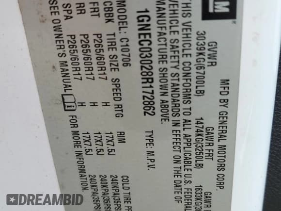 ✅ 2008 Chevrolet Tahoe Police • VIN: 1GNEC03028R172862 • Лот: 80131814. Опубликован ранее на Copart с пробегом 171 976 миль. Бесплатный доступ к архиву аукционных продаж из США и подробный отчёт об истории автомобиля на DreamBid. Изображение 16.