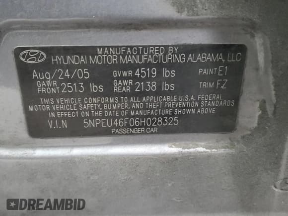✅ 2006 Hyundai Sonata GLS • VIN: 5NPEU46F06H028325 • Лот: 42029115. Опубликован ранее на Copart с пробегом 199 500 миль. Бесплатный доступ к архиву аукционных продаж из США и подробный отчёт об истории автомобиля на DreamBid. Изображение 12.