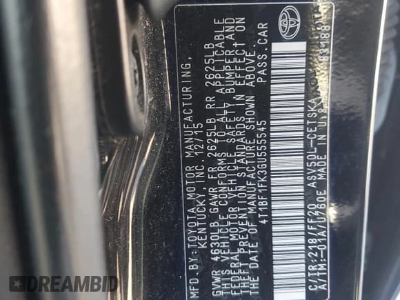 ✅ 2016 Toyota Camry SE • VIN: 4T1BF1FK3GU555545 • Lot: 91071785. Wystawiony na Copart z przebiegiem 146 484 mil. Bezpłatny archiwum sprzedaży aukcyjnych z USA i szczegółowy raport historii pojazdu na DreamBid. Zdjęcie 12.