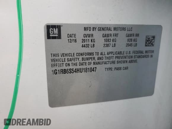 ✅ 2017 Chevrolet Volt Premier • VIN: 1G1RB6S54HU181047 • Lot: 45928944. Wystawiony na Copart z przebiegiem 112 577 mil. Bezpłatny archiwum sprzedaży aukcyjnych z USA i szczegółowy raport historii pojazdu na DreamBid. Zdjęcie 12.