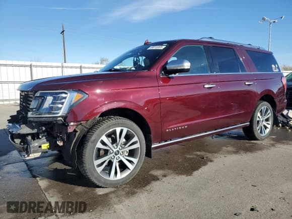 ✅ 2020 Ford Expedition Max Platinum • VIN: 1FMJK1MT4LEA10199 • Lot: 49815305. Listed on Copart with 47,723 mi. Free auction sales archive from the USA and detailed vehicle history report at DreamBid. Image 1.