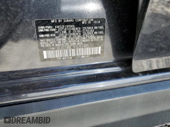 ✅ 2019 Subaru Crosstrek Limited • VIN: JF2GTAMC7K8261485 • Lot: 57954175. Listed on Copart with 105,778 mi. Free auction sales archive from the USA and detailed vehicle history report at DreamBid. Image 12.