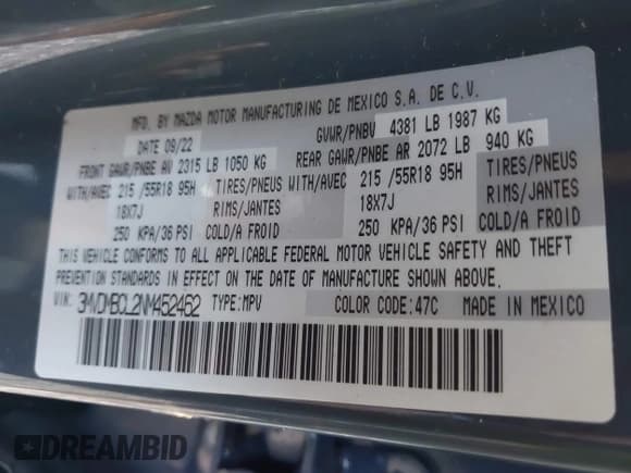 ✅ 2022 Mazda CX-30 S Preferred • VIN: 3MVDMBCL2NM452462 • Лот: 41773469. Опубликован ранее на IAAI с пробегом 39 786 миль. Бесплатный доступ к архиву аукционных продаж из США и подробный отчёт об истории автомобиля на DreamBid. Изображение 9.