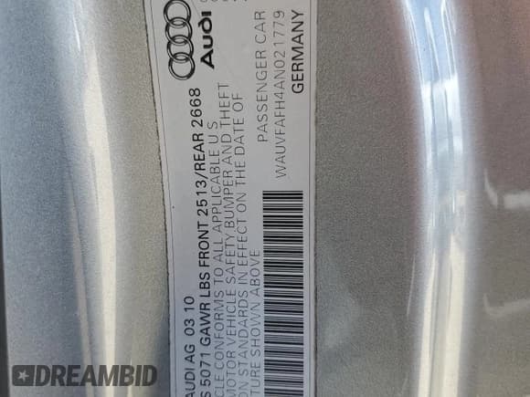✅ 2010 Audi A5 Prestige • VIN: WAUVFAFH4AN021779 • Lot: 60306655. Wystawiony na Copart z przebiegiem 164 026 mil. Bezpłatny archiwum sprzedaży aukcyjnych z USA i szczegółowy raport historii pojazdu na DreamBid. Zdjęcie 12.