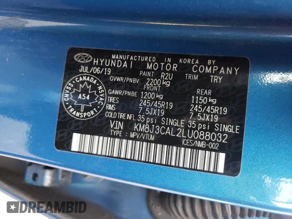 ✅ 2020 Hyundai Tucson SEL • VIN: KM8J3CAL2LU088032 • Lot: 55289415. Listed on Copart with 120,727 mi. Free auction sales archive from the USA and detailed vehicle history report at DreamBid. Image 13.