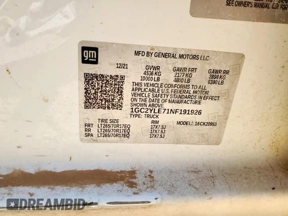✅ 2022 Chevrolet Silverado 2500HD Work Truck • VIN: 1GC2YLE71NF191926 • Lot: 67016515. Wystawiony na Copart z przebiegiem Nie podano. Bezpłatny archiwum sprzedaży aukcyjnych z USA i szczegółowy raport historii pojazdu na DreamBid. Zdjęcie 13.