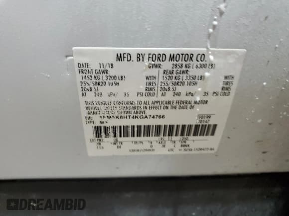 ✅ 2019 Ford Explorer Platinum • VIN: 1FM5K8HT4KGA74766 • Lot: 84027855. Listed on Copart with 98,656 mi. Free auction sales archive from the USA and detailed vehicle history report at DreamBid. Image 12.