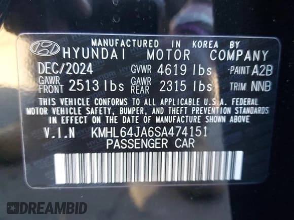 ✅ 2025 Hyundai Sonata SEL • VIN: KMHL64JA6SA474151 • Лот: 90014815. Опубликован ранее на Copart с пробегом 10 333 миль. Бесплатный доступ к архиву аукционных продаж из США и подробный отчёт об истории автомобиля на DreamBid. Изображение 12.
