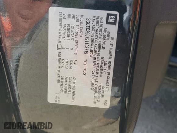 ✅ 2009 Chevrolet Silverado 1500 • VIN: 2GCEC290791103719 • Lot: 82221655. Wystawiony na Copart z przebiegiem 112 280 mil. Bezpłatny archiwum sprzedaży aukcyjnych z USA i szczegółowy raport historii pojazdu na DreamBid. Zdjęcie 13.