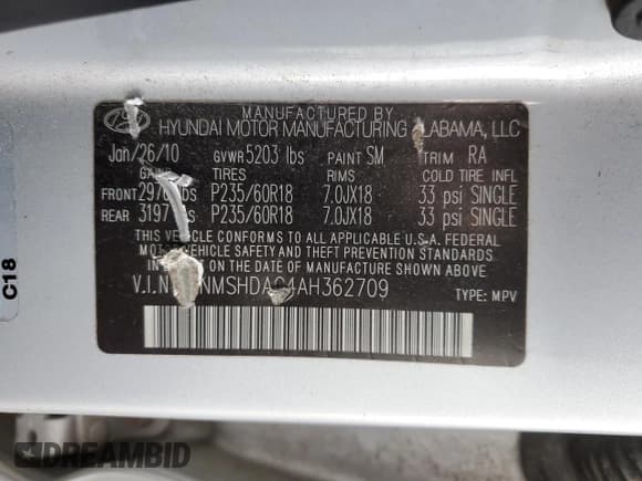 ✅ 2010 Hyundai Santa Fe SE • VIN: 5NMSHDAG4AH362709 • Лот: 83768054. Опубликован ранее на Copart с пробегом 126 004 миль. Бесплатный доступ к архиву аукционных продаж из США и подробный отчёт об истории автомобиля на DreamBid. Изображение 13.