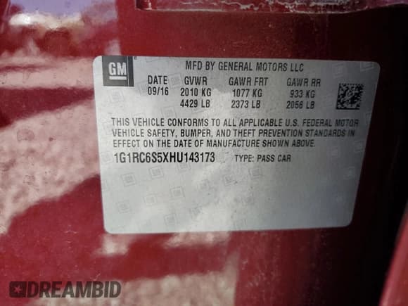 ✅ 2017 Chevrolet Volt LT • VIN: 1G1RC6S5XHU143173 • Лот: 74049544. Опубликован ранее на Copart с пробегом 65 146 миль. Бесплатный доступ к архиву аукционных продаж из США и подробный отчёт об истории автомобиля на DreamBid. Изображение 12.