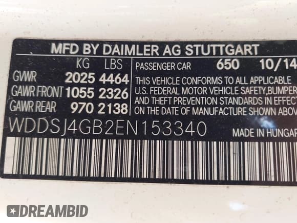 ✅ 2014 Mercedes-Benz CLA 250 • VIN: WDDSJ4GB2EN153340 • Lot: 43743089. Listed on IAAI with 56,362 mi. Free auction sales archive from the USA and detailed vehicle history report at DreamBid. Image 9.