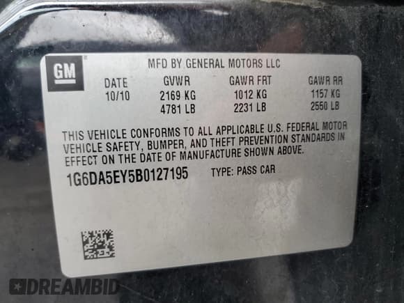 ✅ 2011 Cadillac CTS • VIN: 1G6DA5EY5B0127195 • Lot: 85422395. Listed on Copart with 161,180 mi. Free auction sales archive from the USA and detailed vehicle history report at DreamBid. Image 12.