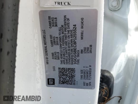 ✅ 2023 Chevrolet Colorado 2WD Work Truck • VIN: 1GCGSBEC8P1255524 • Лот: 69118804. Опубликован ранее на Copart с пробегом 14 198 миль. Бесплатный доступ к архиву аукционных продаж из США и подробный отчёт об истории автомобиля на DreamBid. Изображение 12.