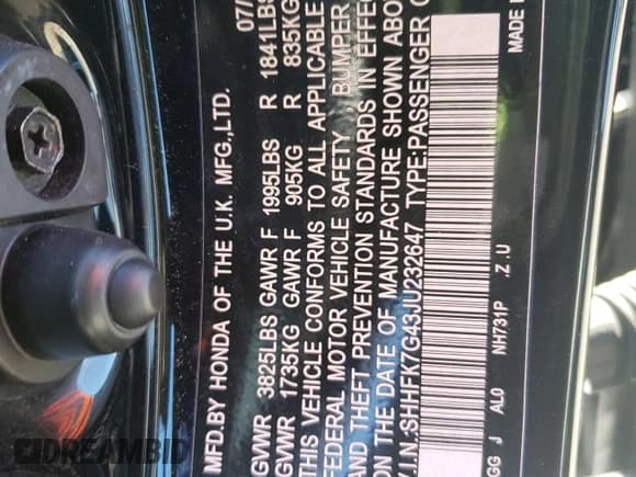 ✅ 2018 Honda Civic Sport • VIN: SHHFK7G43JU232647 • Лот: 81920785. Опубликован ранее на Copart с пробегом 119 698 миль. Бесплатный доступ к архиву аукционных продаж из США и подробный отчёт об истории автомобиля на DreamBid. Изображение 12.