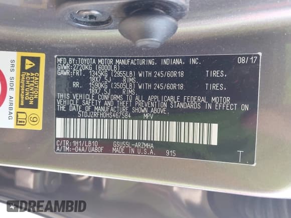 ✅ 2017 Toyota Highlander XLE • VIN: 5TDJZRFH0HS467584 • Лот: 43139016. Опубликован ранее на IAAI с пробегом 81 274 миль. Бесплатный доступ к архиву аукционных продаж из США и подробный отчёт об истории автомобиля на DreamBid. Изображение 9.