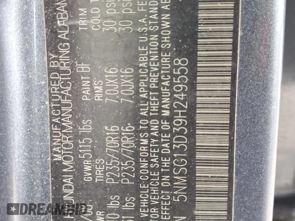 ✅ 2009 Hyundai Santa Fe GLS • VIN: 5NMSG13D39H249558 • Lot: 85026584. Listed on Copart with 66,201 mi. Free auction sales archive from the USA and detailed vehicle history report at DreamBid. Image 13.