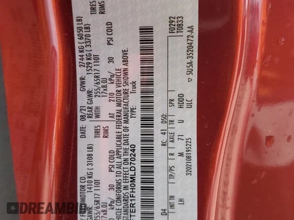 ✅ 2021 Ford Ranger XL • VIN: 1FTER1FH0MLD70240 • Лот: 65516005. Опубликован ранее на Copart с пробегом 10 576 миль. Бесплатный доступ к архиву аукционных продаж из США и подробный отчёт об истории автомобиля на DreamBid. Изображение 12.