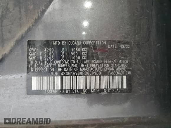 2023 Subaru Impreza Premium z VIN 4S3GKAV60P3600909, wystawiony jako Copart lot #87221065 z przebiegiem 26 936 mil mil oraz Szkoda całkowita • Salvage title. Historia ofert i sprzedaży dostępna na DreamBid. Obrazek 12.