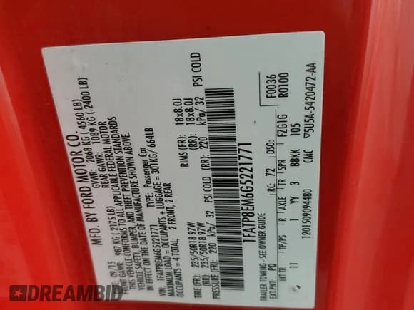 ✅ 2016 Ford Mustang V6 • VIN: 1FATP8EM6G5221771 • Лот: 90509885. Опубликован ранее на Copart с пробегом Не указан. Бесплатный доступ к архиву аукционных продаж из США и подробный отчёт об истории автомобиля на DreamBid. Изображение 12.