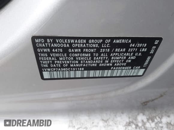 ✅ 2013 Volkswagen Passat SEL Premium • VIN: 1VWCP7A36DC131168 • Lot: 42672569. Wystawiony na IAAI z przebiegiem 155 565 mil. Bezpłatny archiwum sprzedaży aukcyjnych z USA i szczegółowy raport historii pojazdu na DreamBid. Zdjęcie 9.