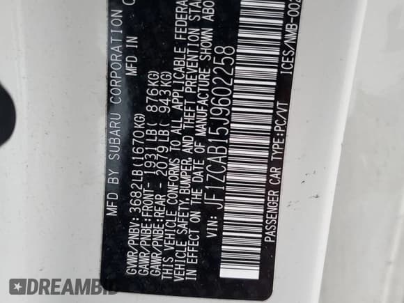 ✅ 2018 Subaru BRZ Premium • VIN: JF1ZCAB15J9602258 • Lot: 81857785. Listed on Copart with 36,988 mi. Free auction sales archive from the USA and detailed vehicle history report at DreamBid. Image 12.