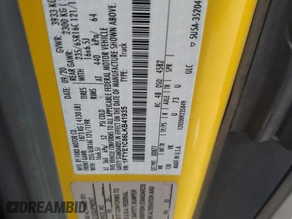 ✅ 2020 Ford Transit Cargo • VIN: 1FTYE1C86LKB41935 • Лот: 61155985. Опубликован ранее на Copart с пробегом 155 804 миль. Бесплатный доступ к архиву аукционных продаж из США и подробный отчёт об истории автомобиля на DreamBid. Изображение 12.