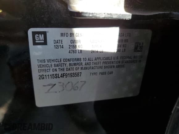 ✅ 2015 Chevrolet Impala LT • VIN: 2G1115SL4F9193587 • Лот: 57323084. Опубликован ранее на Copart с пробегом 134 404 миль. Бесплатный доступ к архиву аукционных продаж из США и подробный отчёт об истории автомобиля на DreamBid. Изображение 13.