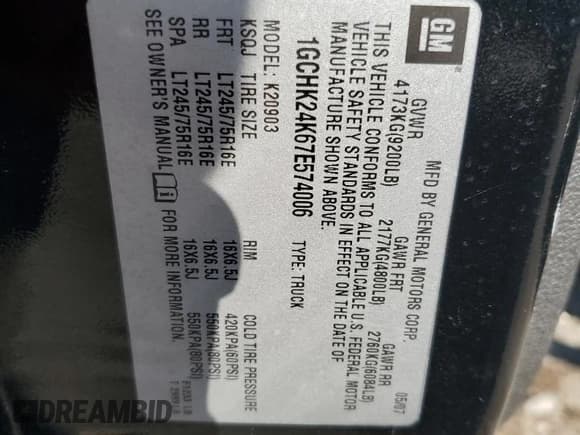 ✅ 2007 Chevrolet Silverado 2500HD 1LT • VIN: 1GCHK24K67E574006 • Lot: 63186733. Wystawiony na Copart z przebiegiem Nie podano. Bezpłatny archiwum sprzedaży aukcyjnych z USA i szczegółowy raport historii pojazdu na DreamBid. Zdjęcie 12.