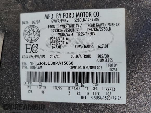 ✅ 2008 Ford Ranger XLT • VIN: 1FTZR45E38PA15068 • Lot: 85516185. Wystawiony na Copart z przebiegiem 177 254 mil. Bezpłatny archiwum sprzedaży aukcyjnych z USA i szczegółowy raport historii pojazdu na DreamBid. Zdjęcie 12.