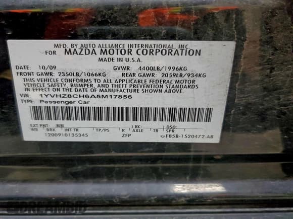 ✅ 2010 Mazda 6 i Touring • VIN: 1YVHZ8CH6A5M17856 • Лот: 95359615. Опубликован ранее на Copart с пробегом 187 844 миль. Бесплатный доступ к архиву аукционных продаж из США и подробный отчёт об истории автомобиля на DreamBid. Изображение 12.