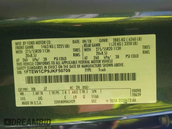 ✅ 2018 Ford F-150 Lariat • VIN: 1FTEW1CP9JKF50709 • Lot: 43390842. Listed on IAAI with 81,479 mi. Free auction sales archive from the USA and detailed vehicle history report at DreamBid. Image 9.