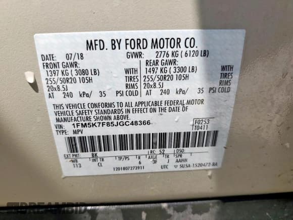 ✅ 2018 Ford Explorer Limited • VIN: 1FM5K7F85JGC48366 • Lot: 71534415. Wystawiony na Copart z przebiegiem 107 753 mil. Bezpłatny archiwum sprzedaży aukcyjnych z USA i szczegółowy raport historii pojazdu na DreamBid. Zdjęcie 14.