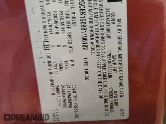 ✅ 2008 Chevrolet Silverado 1500 1LT • VIN: 2GCEK190881196102 • Lot: 67756824. Listed on Copart with 129,977 mi. Free auction sales archive from the USA and detailed vehicle history report at DreamBid. Image 12.