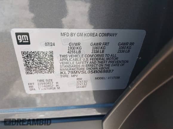 2025 Chevrolet TrailBlazer ACTIV с VIN KL79MVSL0SB069887, выставлен на аукционе IAAI как лот 43147267 с пробегом 11 815 миль миль и . История ставок и продаж доступна на DreamBid. Изображение 9.