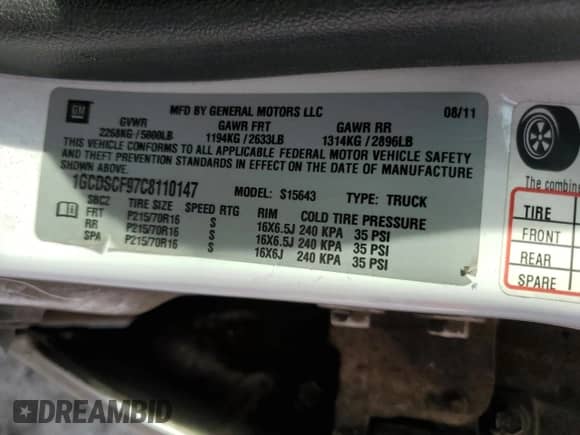 2012 Chevrolet Colorado 1LT с VIN 1GCDSCF97C8110147, выставлен на аукционе Copart как лот 56581005 с пробегом 361 364 миль миль и Списание • Salvage title. История ставок и продаж доступна на DreamBid. Изображение 12.