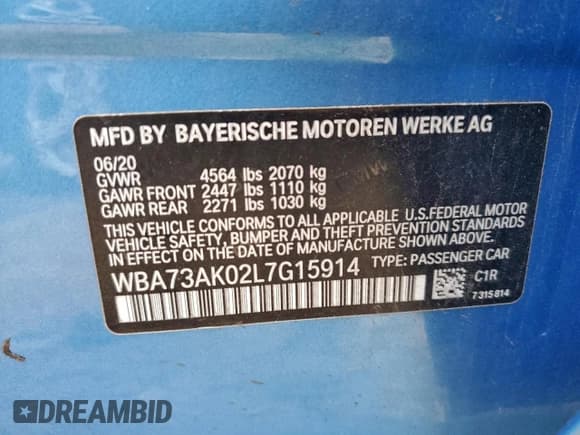 ✅ 2020 BMW 2 Series 228i xDrive • VIN: WBA73AK02L7G15914 • Lot: 94097615. Listed on Copart with 68,044 mi. Free auction sales archive from the USA and detailed vehicle history report at DreamBid. Image 12.