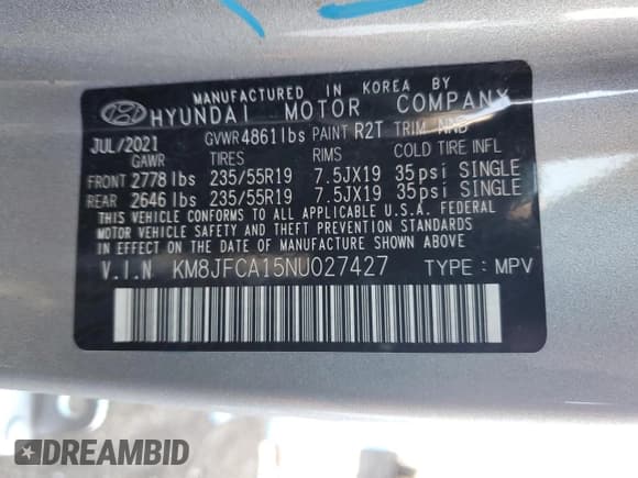 ✅ 2022 Hyundai Tucson SEL Convenience • VIN: KM8JFCA15NU027427 • Lot: 81588034. Wystawiony na Copart z przebiegiem 44 852 mil. Bezpłatny archiwum sprzedaży aukcyjnych z USA i szczegółowy raport historii pojazdu na DreamBid. Zdjęcie 14.