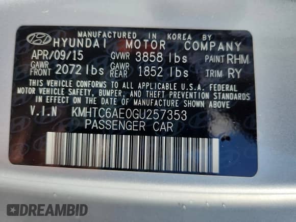 2016 Hyundai Veloster Turbo with VIN KMHTC6AE0GU257353, listed as a Copart auction lot 85751845 with 82,152 mi miles and Salvage title. Bid and sale history available at DreamBid. Image 12.