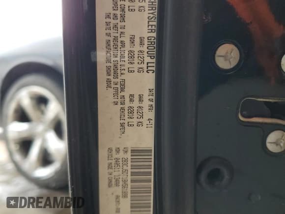 ✅ 2011 Dodge Challenger R/T Classic • VIN: 2B3CJ5DT1BH561898 • Lot: 43788305. Listed on Copart with 60,794 mi. Free auction sales archive from the USA and detailed vehicle history report at DreamBid. Image 12.