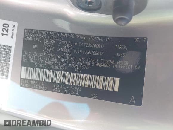 ✅ 2017 Toyota Sienna XLE • VIN: 5TDYZ3DC3HS876505 • Lot: 43213173. Wystawiony na IAAI z przebiegiem 143 734 mil. Bezpłatny archiwum sprzedaży aukcyjnych z USA i szczegółowy raport historii pojazdu na DreamBid. Zdjęcie 9.